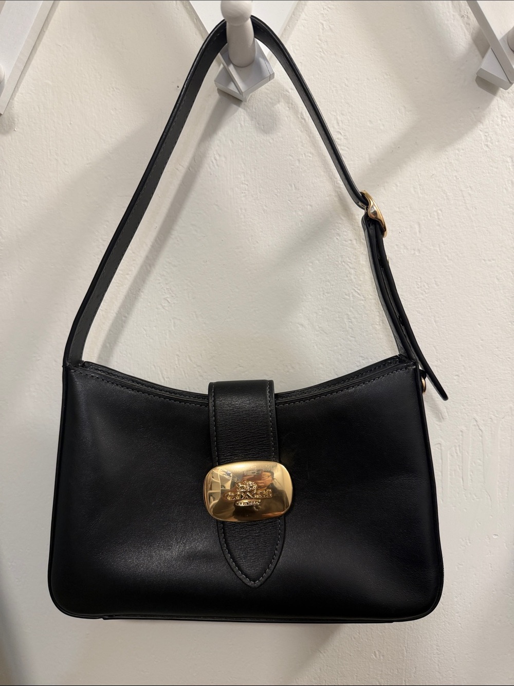 Coach Black Shoulder Bag with Gold Hardware